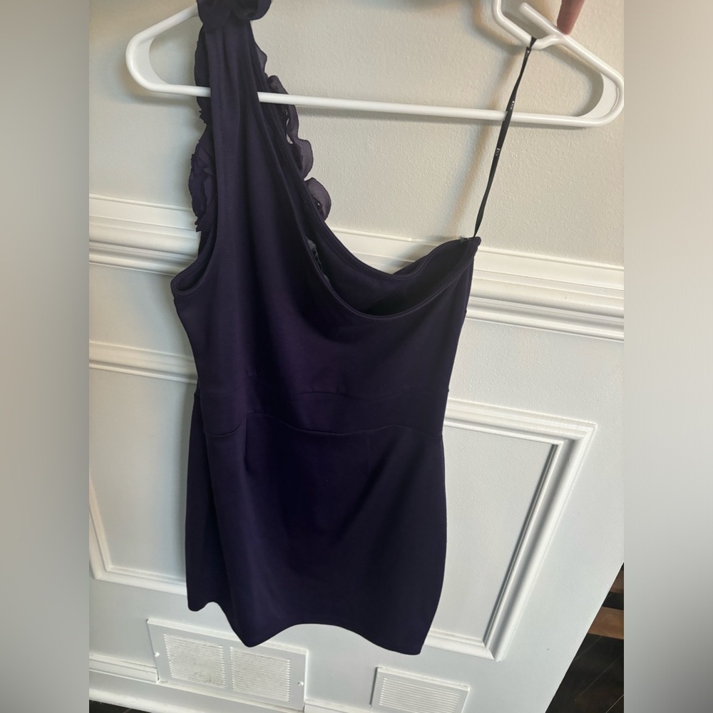 Forever 21 Purple Flower One Shoulder Dress| M - Picture 4 of 6